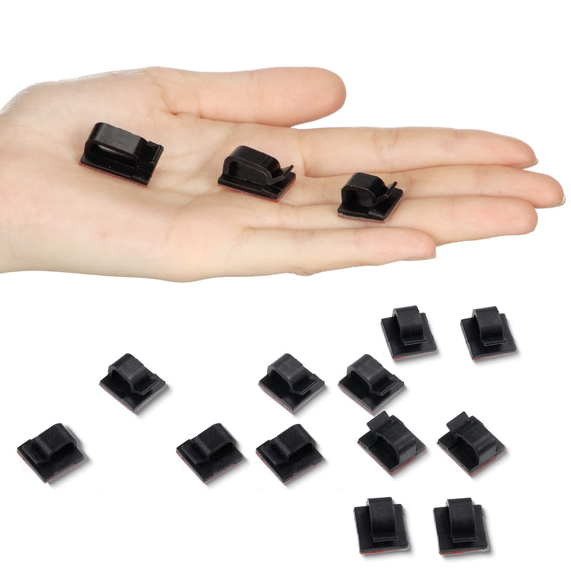  [AUSTRALIA] - 100 Pieces Adhesive Car Cable Clips Black Cord Holder Car Cable Management Wall Clips for Wires Organizer for Cables Wires TV PC Ethernet Home Desk Office Supplies