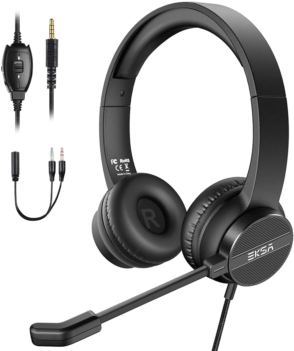  [AUSTRALIA] - Headsets with Microphone for Laptop, 3.5mm Wired Computer Headset Super-Lightweight Noise Cancelling Headphones with in-line Control Volume & Mute, PC Headset Perfect for Classroom, Home or Office