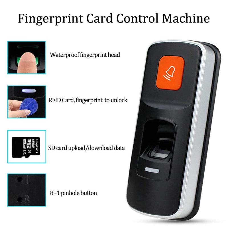  [AUSTRALIA] - HFeng Fingerprint Door Locks System RFID Access Control Reader Biometric Electronic Door Opener with Smart Key Cards WG26 SD Card