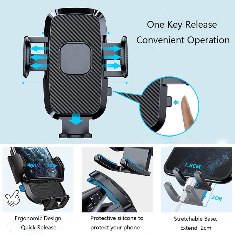  [AUSTRALIA] - Car Phone Holder, Universal Car Phone Mount Cradle - 3 in 1 Super Stable for Car Dashboard/Windscreen/Air Vent - One Button Release and 360° Rotation for All 4 to 7 inch Smartphones (Dashboard)