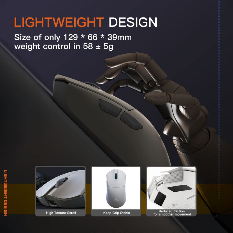  [AUSTRALIA] - Darmoshark M3 Wireless Gaming Mouse,Tri-Mode 2.4G/USB-C/Bluetooth Mouse Up to 26000DPI,PAW3395 optical sensor Lightweight 58g,8 programmable button 500MAh Battery Life,Computer Mouse for Laptop,PC,Mac TTC gold switches black