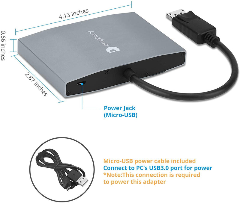  [AUSTRALIA] - gofanco Prophecy 1x3 DisplayPort 1.2 to 3 Port DisplayPort Adapter – DP to Triple DisplayPort MST Hub with Extended Display Mode - 4K @30Hz, for Windows PCs, Not Mac OS Compatible, TAA Compliant