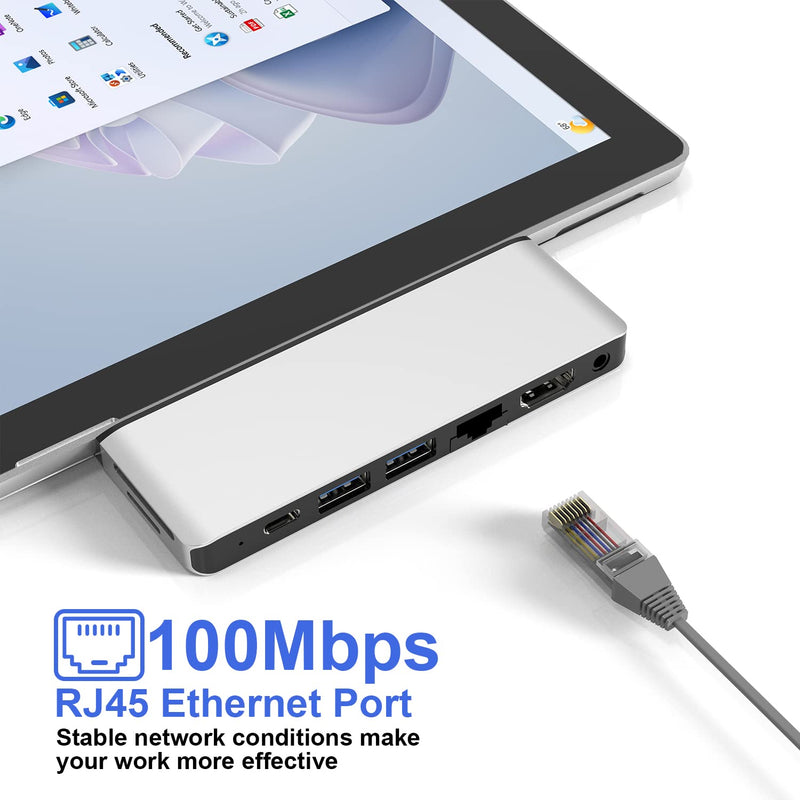 [AUSTRALIA] - Surface Pro 9 Hub Docking Station with 4K HDMI, USB-C Thunerbolt 4(8K@30Hz Video+40G Data+100W Power), 100M RJ45, 2X USB3.0, SD+TF Card Slot, 3.5mm Audio, Triple Display for Surface Pro 9/Pro X