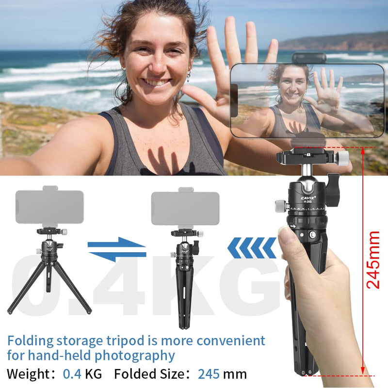  [AUSTRALIA] - Mini Tripod Stand, CAVIX LS-02 Camera Tabletop with 360 Degree Ball Head 1/4” Quick Release Plate for DSLR Camera