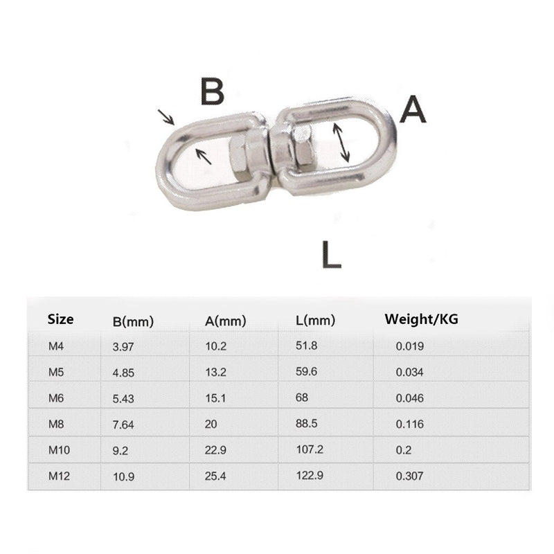  [AUSTRALIA] - 304 Stainless Steel Eye to Eye Swivel Ring,M12 1/2"Key Ring Keychain Connectors for Anchor Chain M12 1/2"