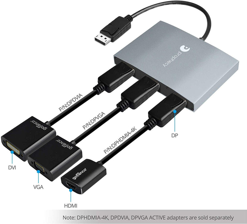  [AUSTRALIA] - gofanco Prophecy 1x3 DisplayPort 1.2 to 3 Port DisplayPort Adapter – DP to Triple DisplayPort MST Hub with Extended Display Mode - 4K @30Hz, for Windows PCs, Not Mac OS Compatible, TAA Compliant