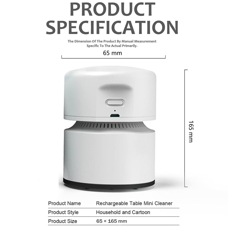  [AUSTRALIA] - ODISTAR Desktop Vacuum Cleaner,Mini Table dust Sweeper Energy Saving with auto Power-Off Function,High Endurance up to 400 mins,Cordless&360º Rotatable Design for Keyboard/Home/Office (White) White