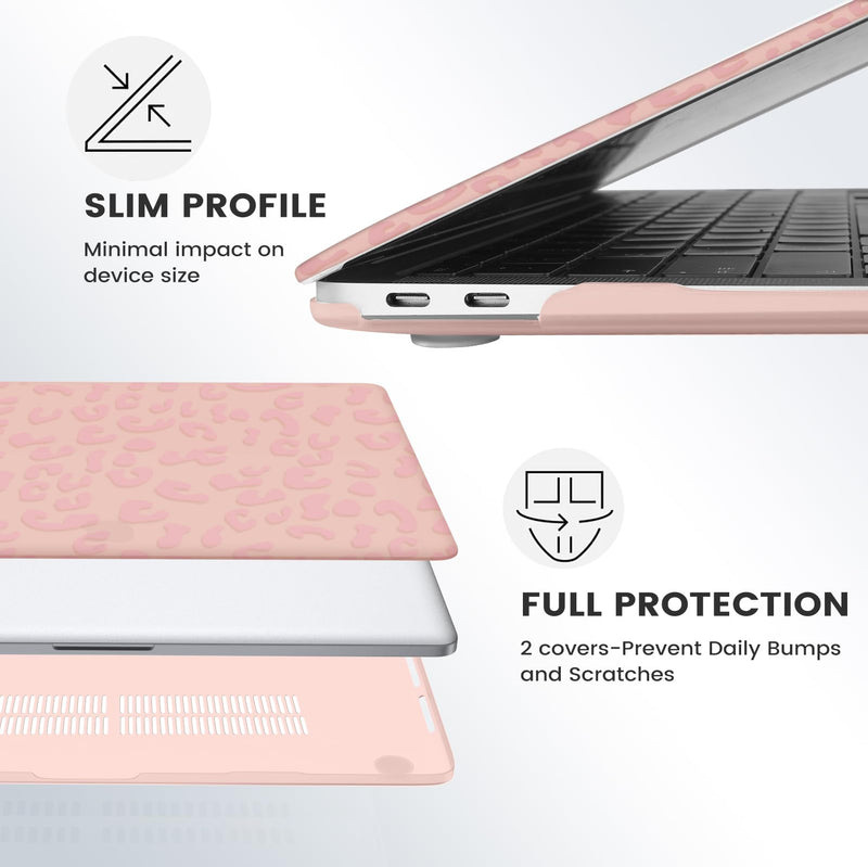 [AUSTRALIA] - iCasso Compatible with MacBook Pro 13 inch Case 2023,2022, 2021-2016, M2/A2338/M1/A2251/A2289/A2159/A1989/A1708/A1706, Plastic Hard Shell & Keyboard Cover & Screen Protector, Pink Leopard Pattern