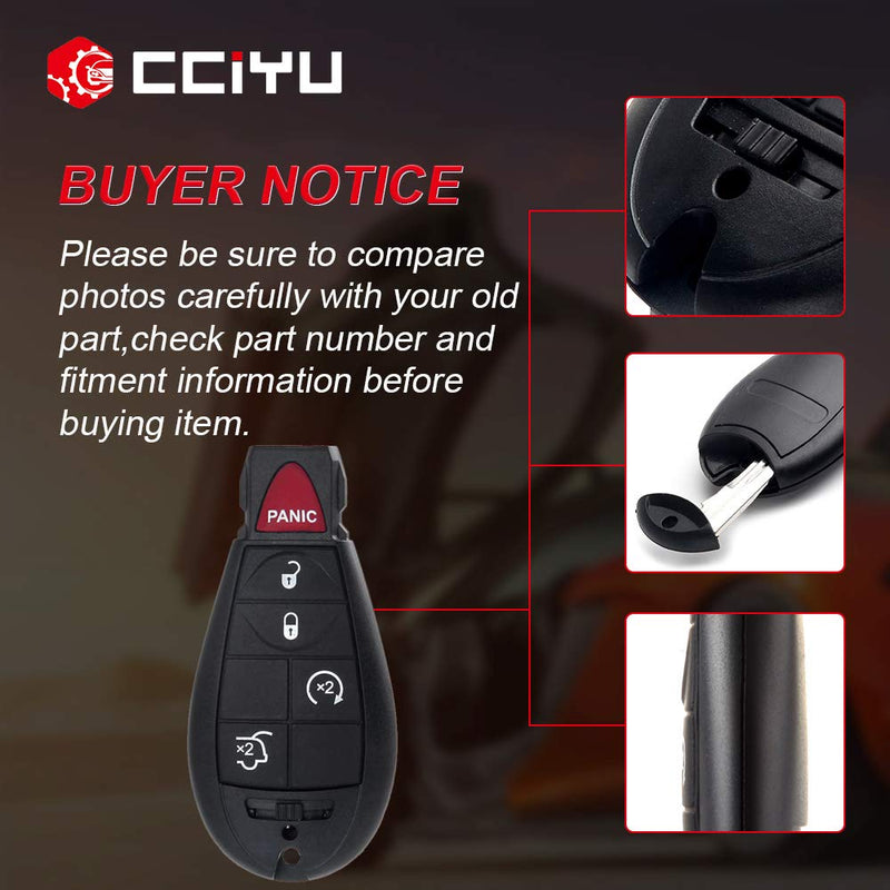 cciyu 1PC Uncut 5 Button Keyless Entry Remote Fob Replacement for C hrysler 300 Town & Country for J eep Commander Grand Cherokee for V olkswagen Routan for D odge Challenger(M3N5WY783X IYZ-C01C) - LeoForward Australia