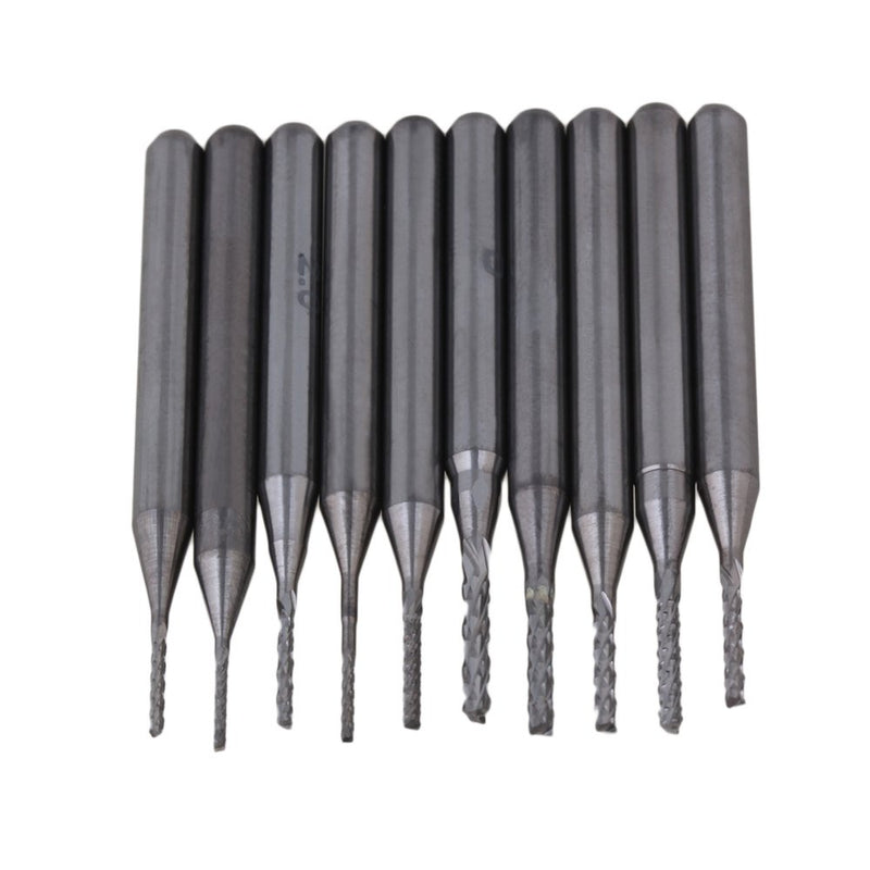 BQLZR 3.175mm Drill Bits Engraving Bits CNC PCB Machinery 0.6-1.5mm Pack of 10 - LeoForward Australia