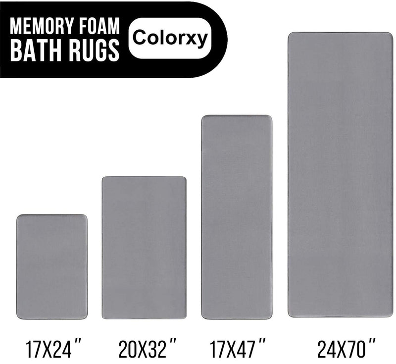 [AUSTRALIA] - Colorxy Memory Foam Bath Mat - Soft & Absorbent Bathroom Rugs Non Slip Large Bath Rug Runner for Kitchen Bathroom Floors 17"x24", Black 17"x24"/43x61 cm