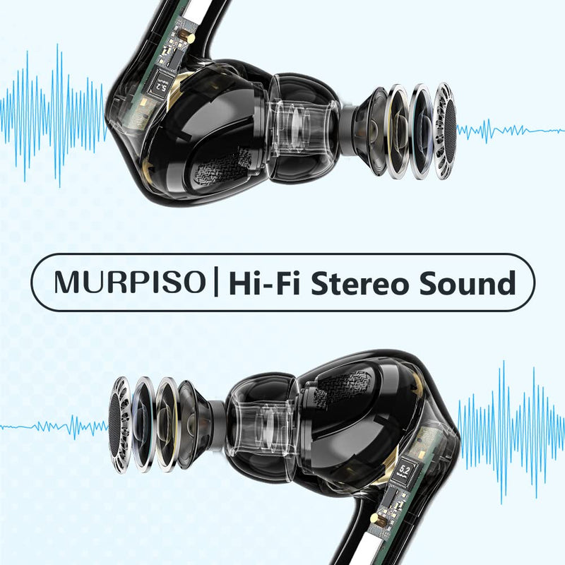  [AUSTRALIA] - MURPISO Wireless Earbuds, Active Noise Cancelling Bluetooth 5.2 Stereo Earbuds with 35 Hours Playtime, IPX6 Waterproof Earphones with Immersive Premium Deep Bass