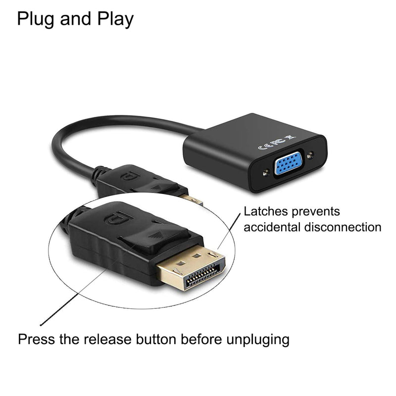  [AUSTRALIA] - Ankey Display Port to VGA Adapter,4 Pack Gold-Plated DisplayPort DP to VGA Converter (Male to Female) for Computer, Desktop, Laptop, PC, Monitor, Projector, HDTV (Black) Black