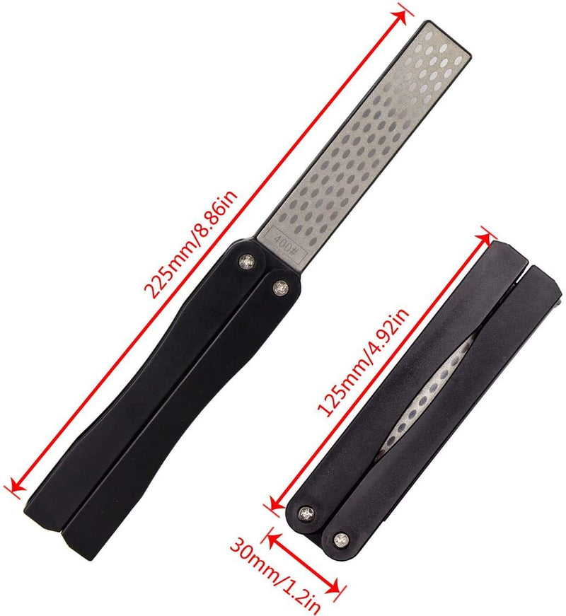  [AUSTRALIA] - 2 Pcs 400/600 Grit Portable Handheld Double Sided Sharpener Pocket Diamond Knife Sharpening Stone for Kitchen, Garden, Outdoor tools Fine/Coarse Grinding （Black/Orange）