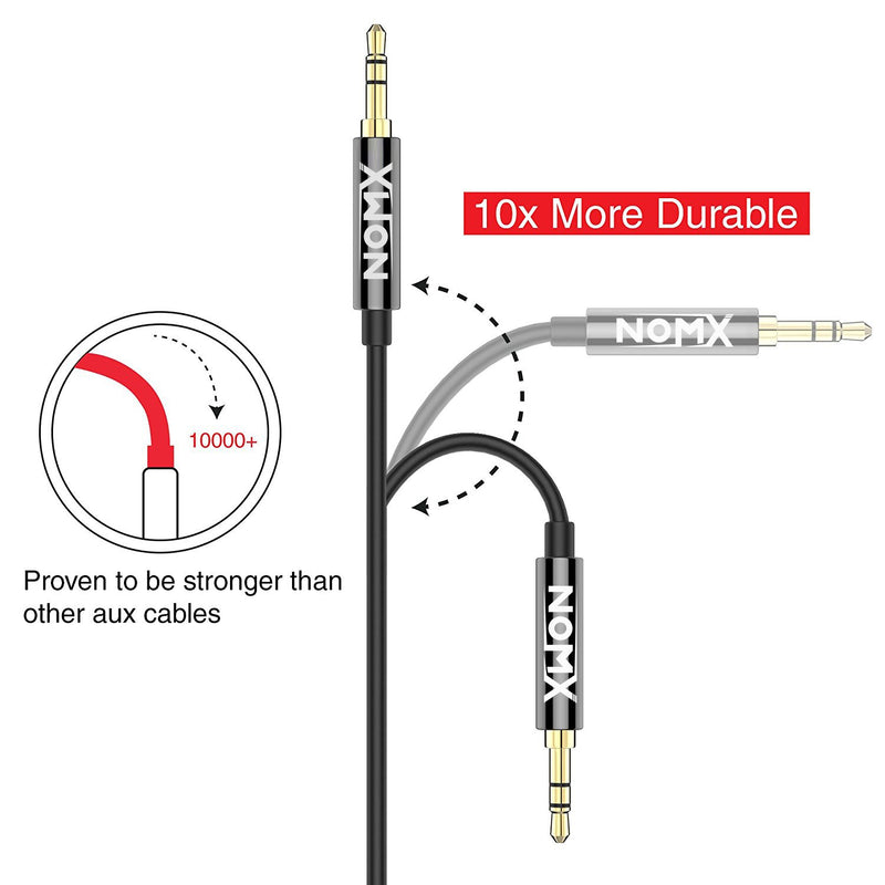 Aux Cord for Car - Audio Auxiliary Cable 3FT Long Durable Pretty Tangle Free Shielded Slim Thin Noise Reducing - Compatible with Home Theatre, Headphones, iPhone, Samsung, Fits All Phone Cases by NOMX - LeoForward Australia