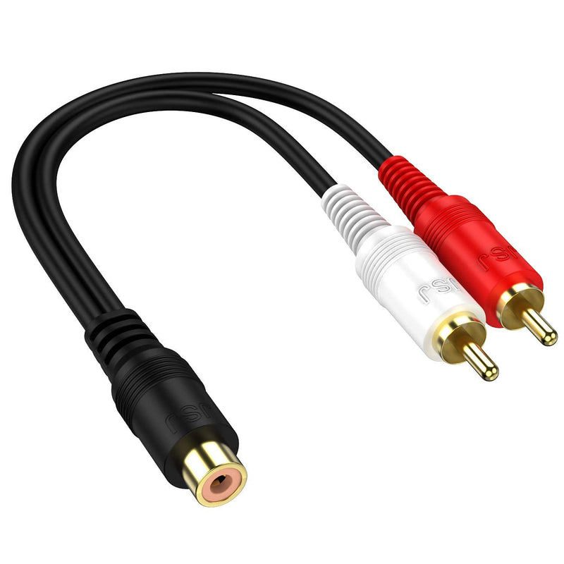 (2 Pack) RCA 1 Female to 2 Male Audio Speaker Y Adapter Splitter Stereo Cable with OFC Conductor Dual Shielding Gold Plated Metal Shell Flexible PVC Jacket - 0.2M / 0.6FT - LeoForward Australia