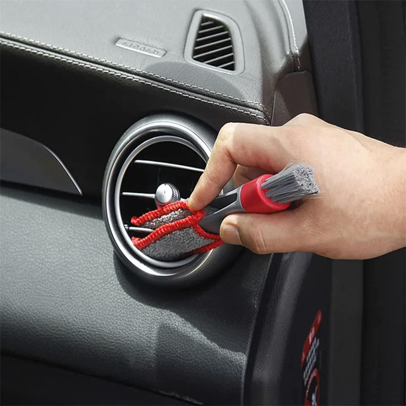  [AUSTRALIA] - Blilo Mini Duster for Car Air Vent, 5PCS Auto Air Conditioner Cleaner and Brush Tool, Hand Held Dust Collector Cleaning Cloth for Keyboard Window Leaves Blinds Shutter Glasses Fan (Gray) Gray