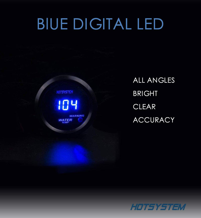  [AUSTRALIA] - HOTSYSTEM Universal Water Temp Gauge Temperature Meter Electronic Blue Digital LED DC12V 2inches 52mm for Car Automotive(Fahrenheit)