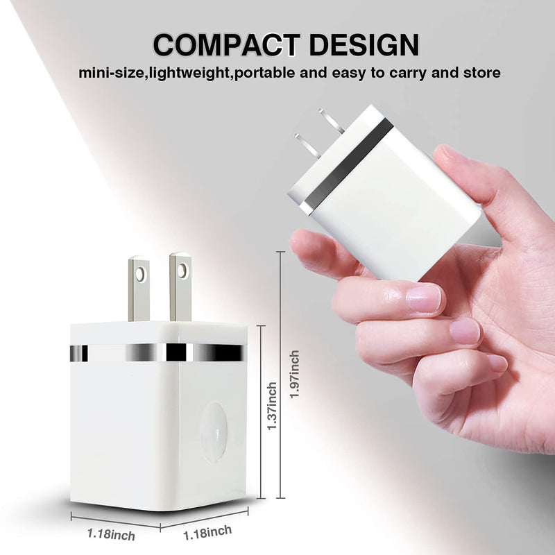  [AUSTRALIA] - USB Wall Charger, CUGUNU 3-Pack 2.1A/5V Dual Port USB Plug Power Adapter Charging Block Cube Compatible with iPhone 14/13/12/11 /Pro Max, X/8/7/6 Plus, Samsung, Moto, Kindle, Android Phone - Silver