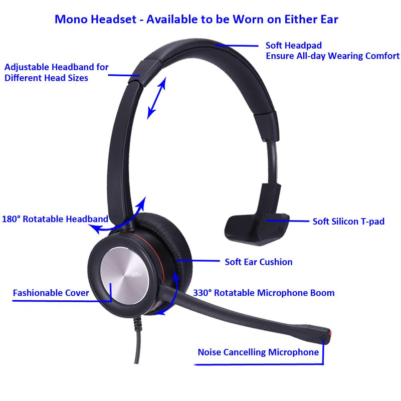  [AUSTRALIA] - MKJ Telehone Headset for Cisco Phones Wired Call Center Office Headset with Microphone Noise Cancelling Corded Landline Headphone with RJ9 Jack for Cisco CP-7821 7841 7942G 7945G 7965G 8841 8865 9975