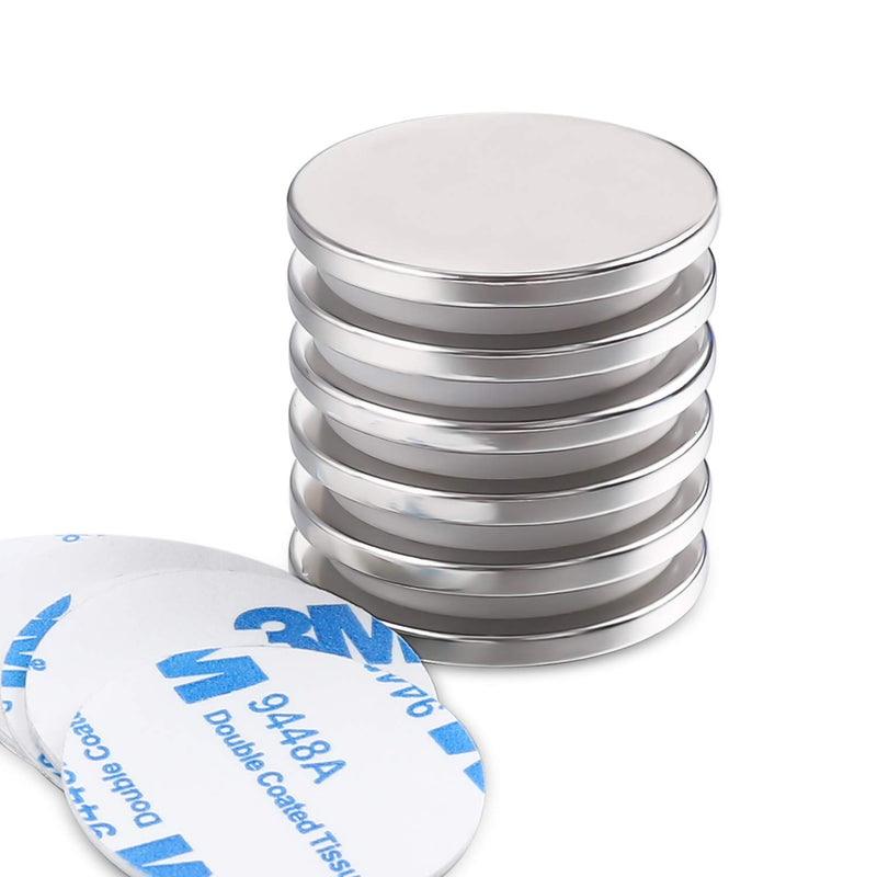 Super Strong Neodymium Disc Magnets with Double-Sided Adhesive, Powerful Permanent Rare Earth Magnets. Fridge, DIY, Building, Scientific, Craft, and Office Magnets, 1.26 inch D x 1/8 inch H - 6 Packs 6 Pack - LeoForward Australia