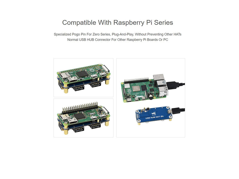  [AUSTRALIA] - waveshare USB HUB HAT B Expansion Board for Raspberry Pi 4 B/3 B+/3 A+/2 B/Zero/Zero 2 W/W/WH,PC,4 USB Ports Compatible with USB2.0/1.1