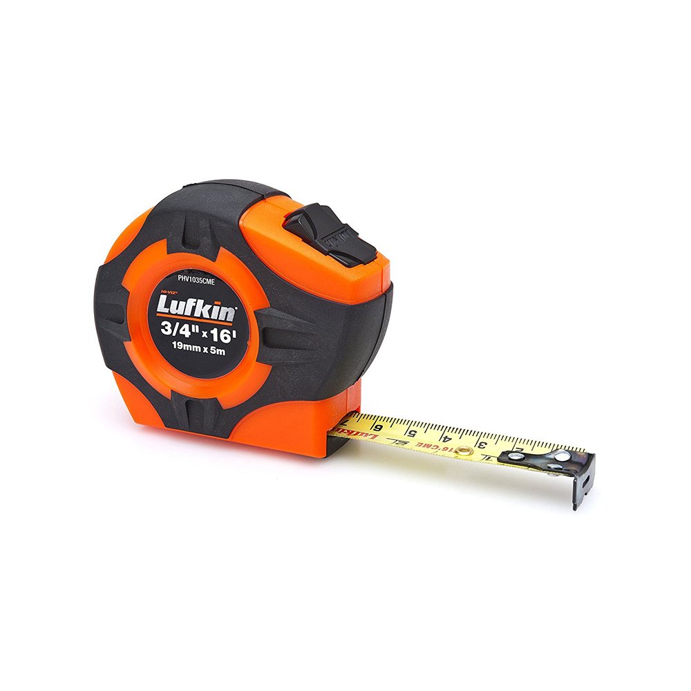  [AUSTRALIA] - Crescent Lufkin 3/4" x 5m/16' P1000 Series Hi-Viz Orange SAE/Metric Yellow Clad A30 Blade Power Return Tape Measure - PHV1035CMEN , Black