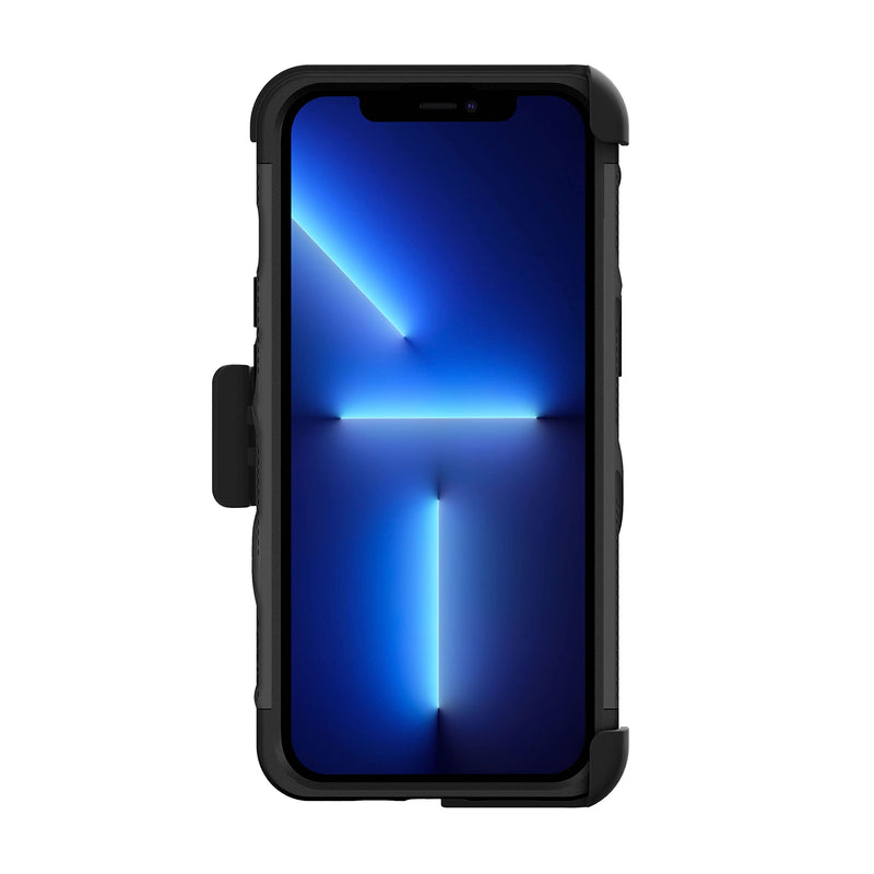  [AUSTRALIA] - ZIZO Bolt Bundle for iPhone 13 Pro Case with Screen Protector Kickstand Holster Lanyard - Black Black/Black