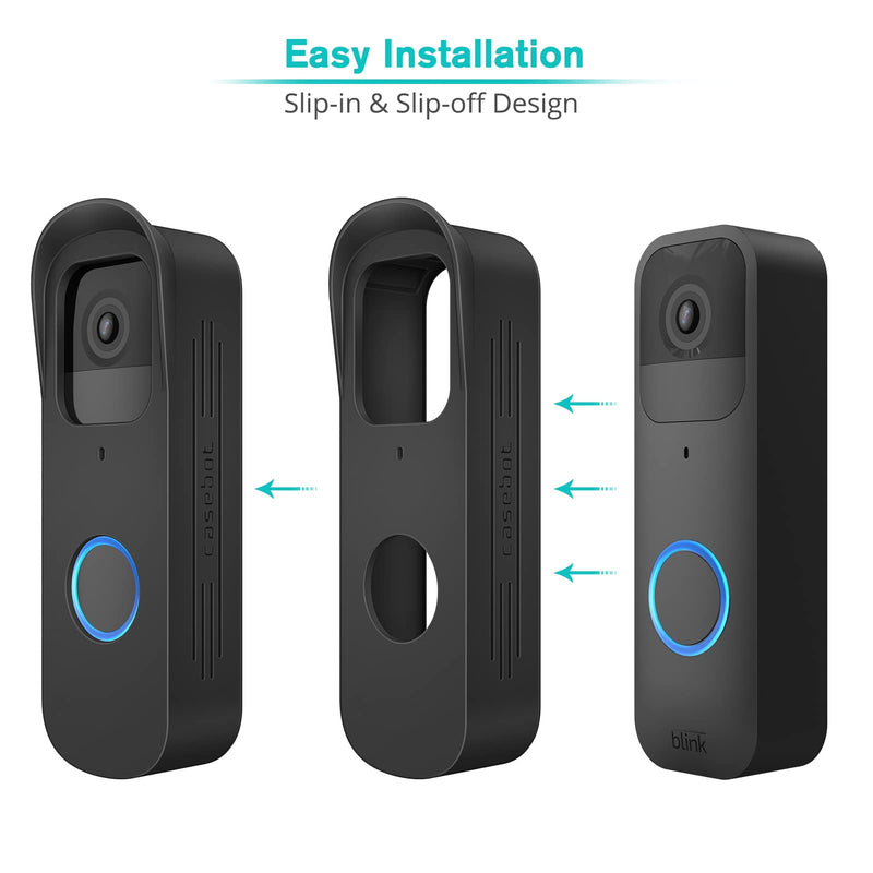  [AUSTRALIA] - CaseBot Cover Compatible with Blink Video Doorbell 2021, Weatherproof Protective Silicone Doorbell Case Skin, Black