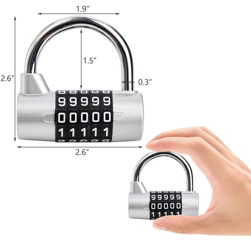  [AUSTRALIA] - Hedume 2 Pack 5-Digit Horizontal Combination Padlock, 5 Digit Combination Lock, Password Lock for School Gym Locker, Sports Locker, Fence, Toolbox, Gate, Case, Hasp Storage
