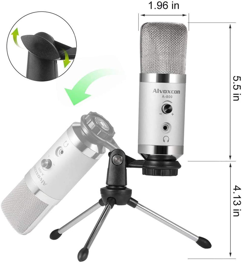  [AUSTRALIA] - USB Microphone -Alvoxcon Computer Mic with Headphone Monitor Jack for Mac & Windows PC, Laptop, Podcasting, Studio Recording, Steaming, Twitch, Voiceover, PS4 Gaming, YouTube Video,with Desktop Stand