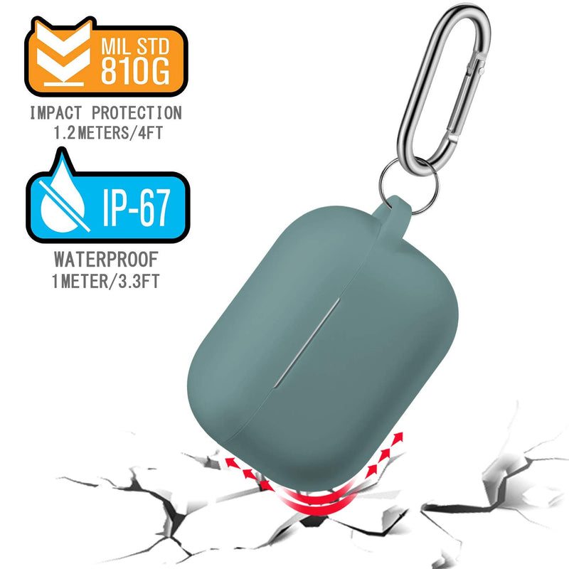 AirPods Pro Case Cover with Keychain, Full Protective Silicone Skin Accessories for Women Men Girl with Apple 2019 Latest AirPods Pro Case,Front LED Visible-Pine Green A-Pine Green - LeoForward Australia