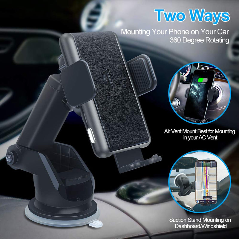  [AUSTRALIA] - GZERMA Wireless Car Phone Mount Charger, 15W Qi Car Charger Mount Auto Clamping Cell Phone Holder for iPhone 14/13/12/11/8/XS Series, Samsung Series Car Wireless Charger