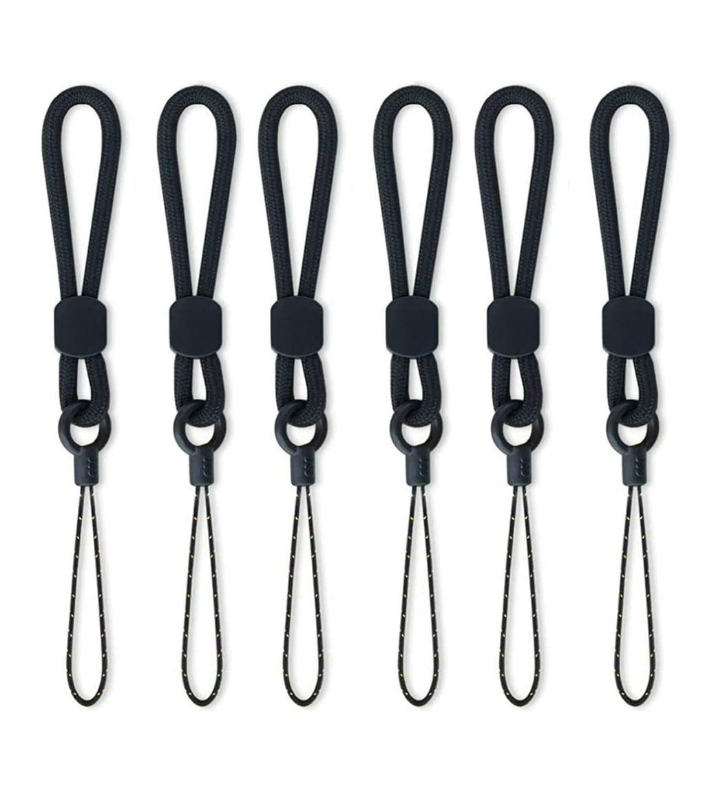  [AUSTRALIA] - Finger Lanyard Black 6Pack, Ring Strap Short Rope Compatible with USB Flash Drive,Phone Cases, Car Keys Black 6 Pack
