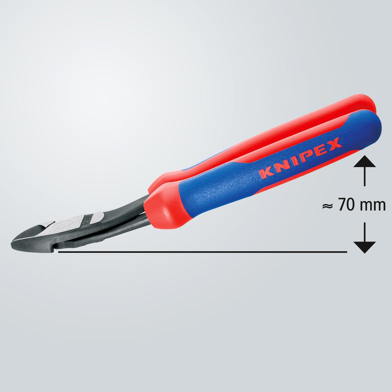  [AUSTRALIA] - KNIPEX 74 22 200 Comfort Grip High Leverage Angled Diagonal Cutter, 8-Inch, Angled, Comfort Grip