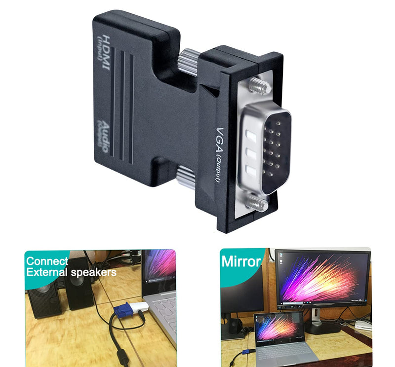  [AUSTRALIA] - DTECH HDMI to VGA Adapter with 3.5mm Audio Port Out for Old Computer Monitor PC TV 1080P Video (Female HDMI Input, Male VGA Output)