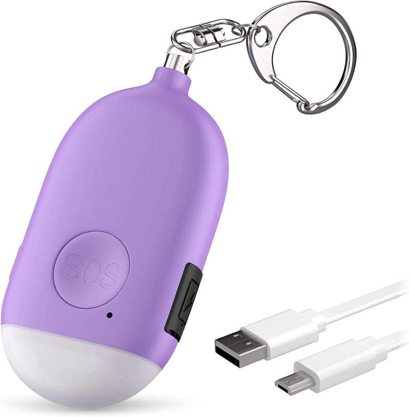 [AUSTRALIA] - Personal Safety Protection Alarm Keychain – 130 dB Loud Sonic Siren Device with LED Light –Security Panic Alert Key Chain Whistle for Women, Men, Kids, Elderly, and Joggers by WETEN, Purple