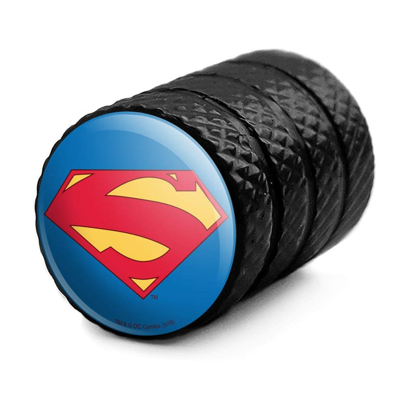 Graphics and More Superman New 52 Shield Logo Tire Rim Wheel Aluminum Valve Stem Caps Black - LeoForward Australia