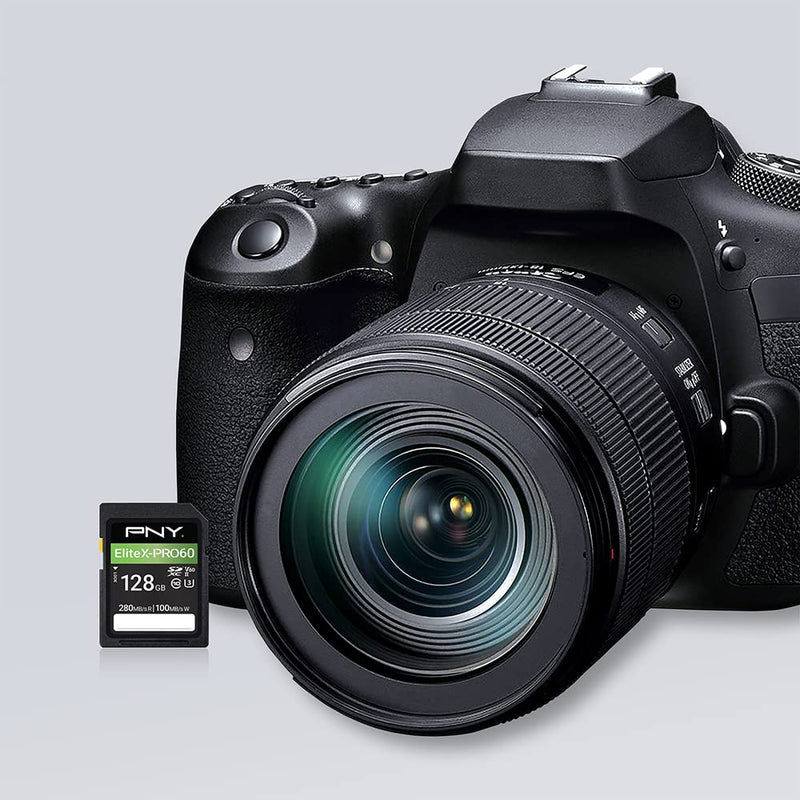  [AUSTRALIA] - PNY 128GB EliteX-PRO60 UHS-II SDXC Memory Card - 280MB/s Read, U3, V60, 4K UHD, Full HD, UHS-II for Professional Photographers & Content Creators, DSLR & Mirrorless Cameras &Advanced Video Cameras