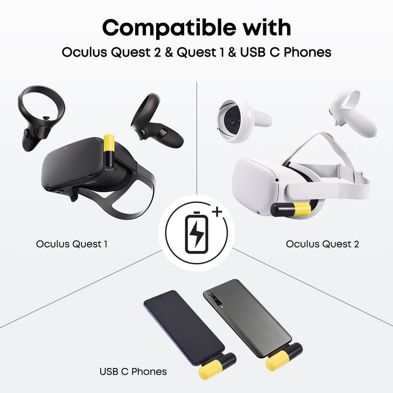  [AUSTRALIA] - Battery Pack Compatible with Oculus Quest 2 and Quest/Meta, 3300mAh Ultra Lightweight Portable Power Bank Replacement for Quest, Extend Extra Playtime-Yellow 3300 mAh Yellow