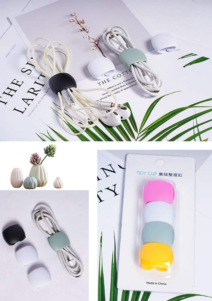  [AUSTRALIA] - 4Pcs Reusable Silicone Cord Organizer, Headphone Earphone Cable Organizer Cord Management Wrap Winder Headphone Cable Winder, Phone Charger Wire Clips for Business Travel