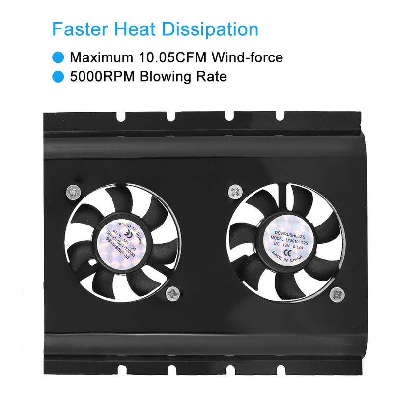  [AUSTRALIA] - ASHATA HDD Dual Fan Cooling Cooler, 3.5" Hard Disk Drive Fan Cooling Cooler Gold Tone, Hard Disk Cooler for HDD with Fast Heat Dissipation, 2 Fans Design(Black) Black