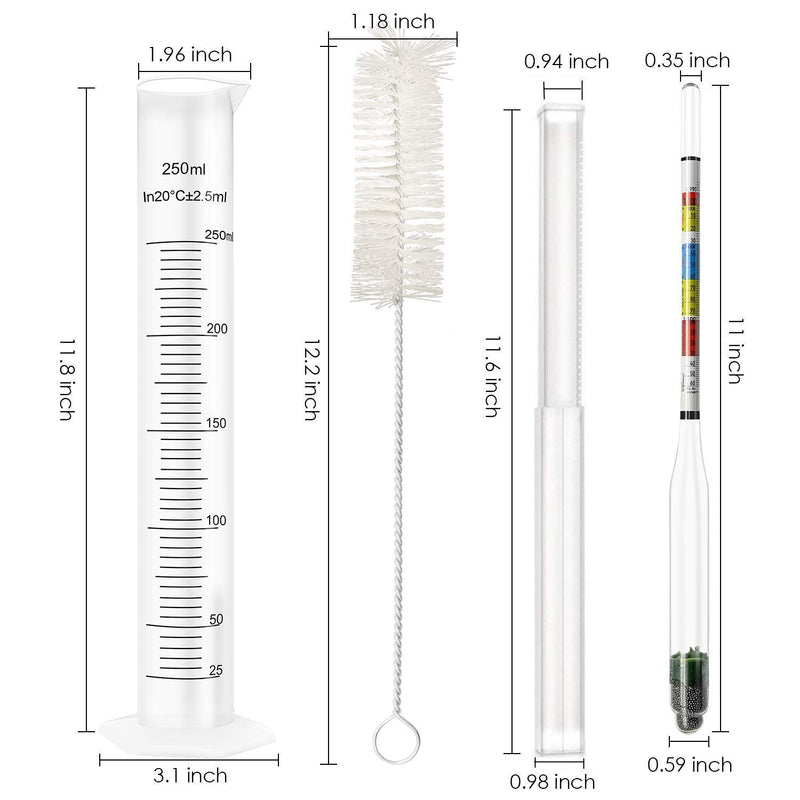 Hydrometer and Test Jar for Wine, Beer and Kombucha - Including 250ml Plastic Cylinder, Cleaning Brush and ABV Storage Bag - LeoForward Australia