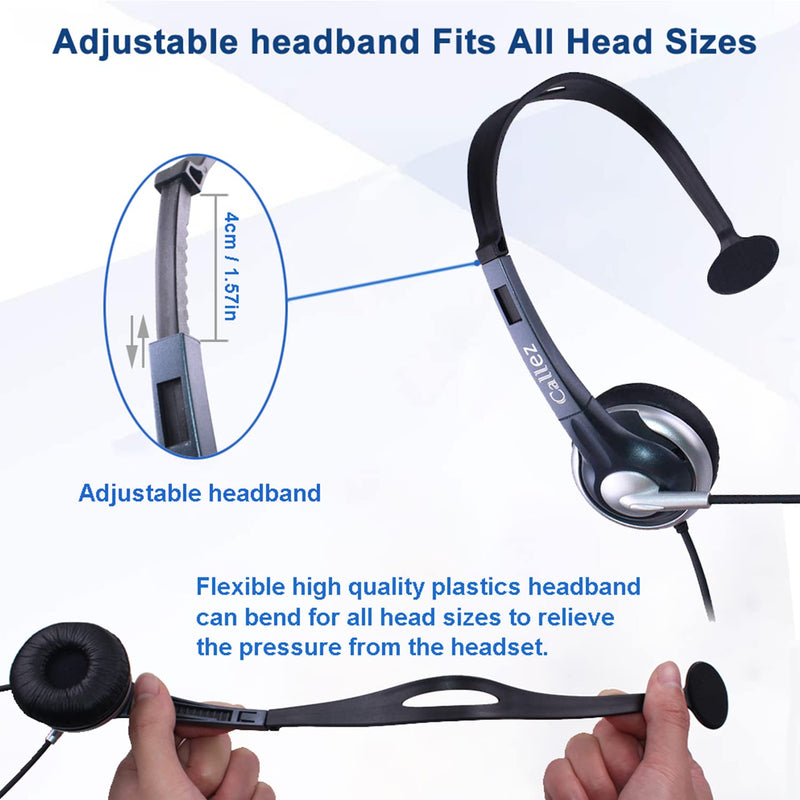  [AUSTRALIA] - Callez 3.5mm Cell Phone Headset with Noise Canceling Mic, Computer Headsets for iPhone Samsung Huawei HTC LG BlackBerry Mobile Phone Smartphones iPad iPod Skype PC Truck Driver (C300E1)