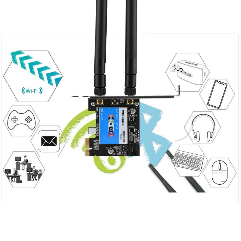  [AUSTRALIA] - 2.4G/5G Dual Band Network Controller Card PCIE Network Card Wireless PCI-E Bluetooth Network Card for Desktop Computers, Suitable for WIN7, WIN8, WIN8.1, WIN10 Systems