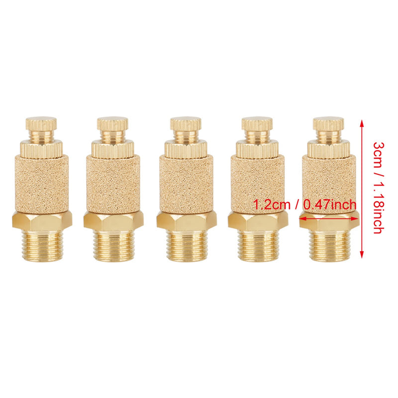  [AUSTRALIA] - Oumefar 5pcs Pneumatic Silencer Brass Air Flow Speed Control Exhaust Silencer 1/8 BSP Male Thread Silencer