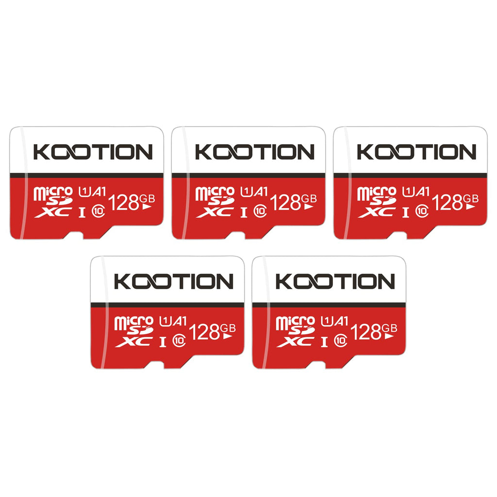  [AUSTRALIA] - KOOTION 128GB Micro SD Cards 5-Pack, Class 10 MicroSDXC Flash Memory Card, Full HD Video Recording, UHS-I TF Card for Security Camera/Smartphone/Tablet/Drone/PC, C10, U1 (5Pack) 5×128GB