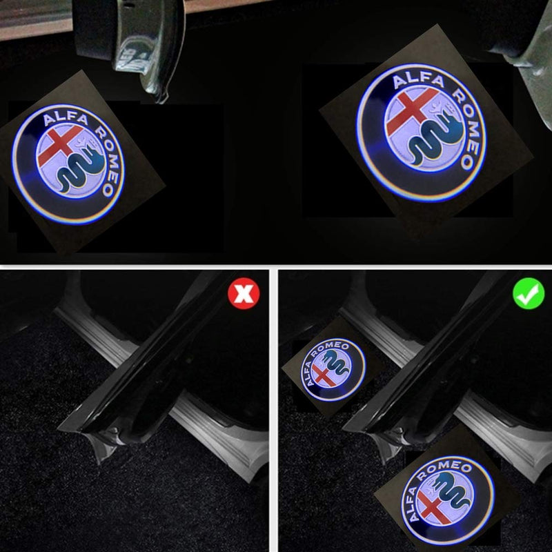 2 Pack Car LED Logo Door Lights Projector Ghost Lights puddle Welcome Emblem For Alfa Romeo Compatible Stelvio (2017-2018); Giulia (2017-2018) Car Accessories - LeoForward Australia