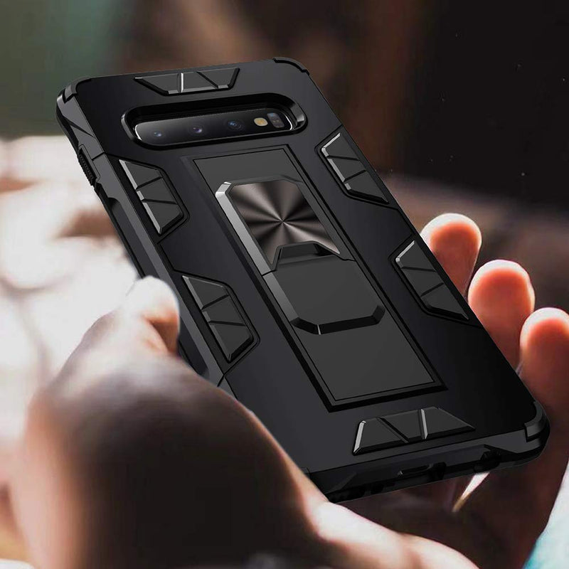  [AUSTRALIA] - Samsung Galaxy S10 Case Military Grade Shockproof with Kickstand Stand Built-in Magnetic Car Mount Armor Heavy Duty Protective Case for Samsung Galaxy S10 Phone Case (Black) Black