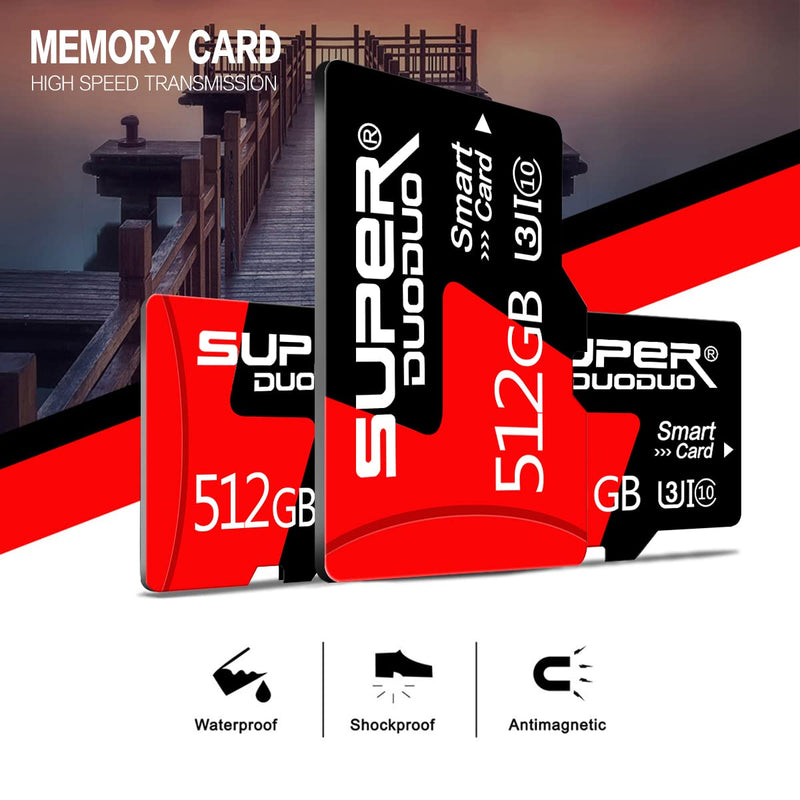  [AUSTRALIA] - Micro SD Card 512GB TF Card with SD Card Adapter Memory Card Class 10 High Speed for Camera,Smartphone,Game Console,Dash Cam, Camcorder, Car Navigation,Drone SDHH-512GB